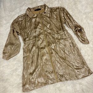 Marc New York Andrew Marc Gold lightweight tie waist zip up Jacket Size Large